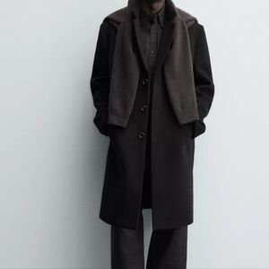 Zara Black 4 Way Coat Size XS Mid Length Pea Coat Overcoat Minimalist Preppy